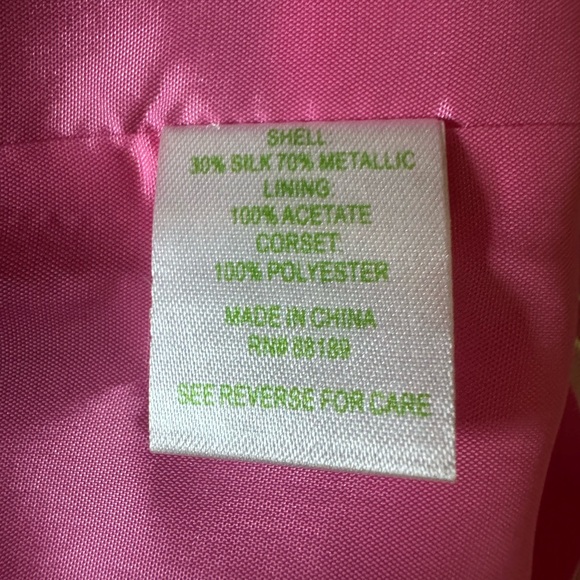 Lilly Pulitzer Raya pink and gold strapless silk blend dress Size 6 - Picture 11 of 13